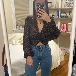 Zara long sleeve sheer black top